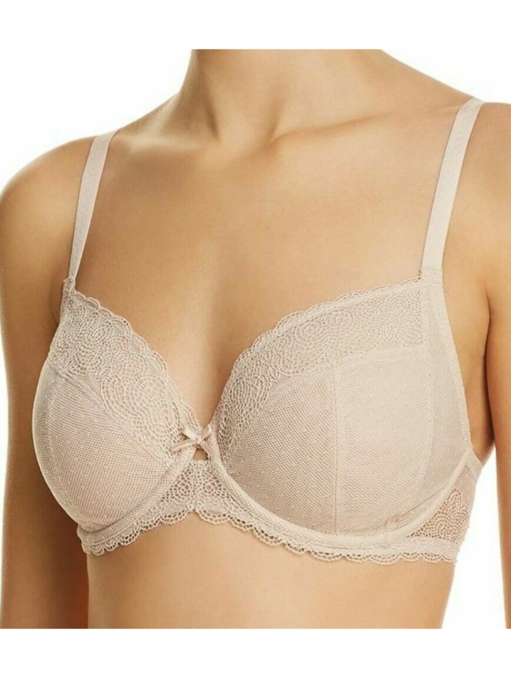 Chantelle Le Marais Lace Plunge Unlined Bra Nude 38H